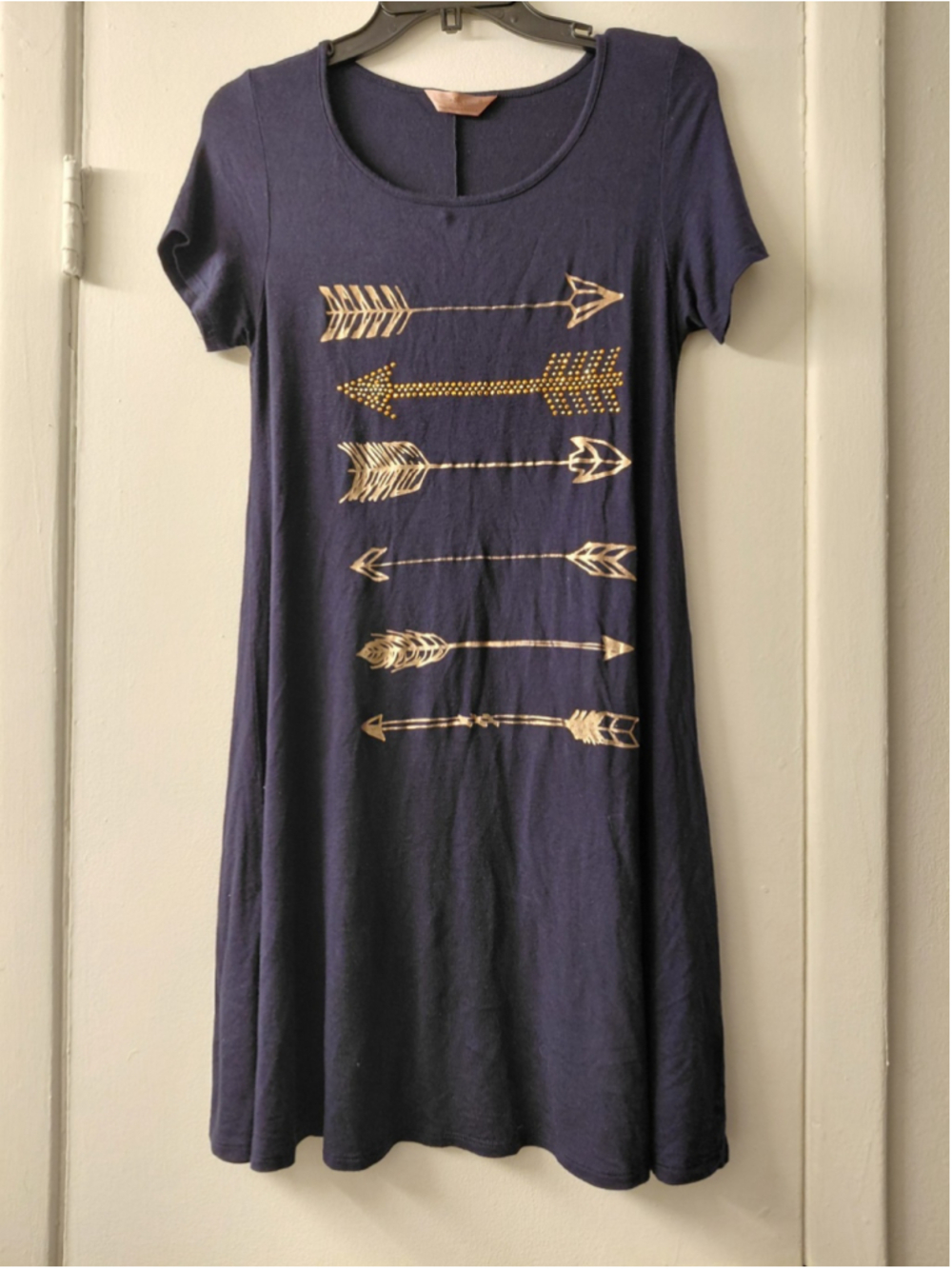 Ladies Medium SJS Dress Navy Blue Graphic Print T-shirt Dress